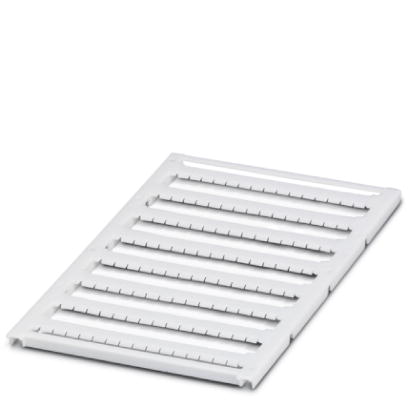 Phoenix Contact Marker for terminal blocks; Can be ordered: By sheet; White; Labeled according to customer specifications; Mounting type: Snap into flat marker groove; For terminal block Width: 4.2mm; Lettering field: 3.6 x 5.1mm